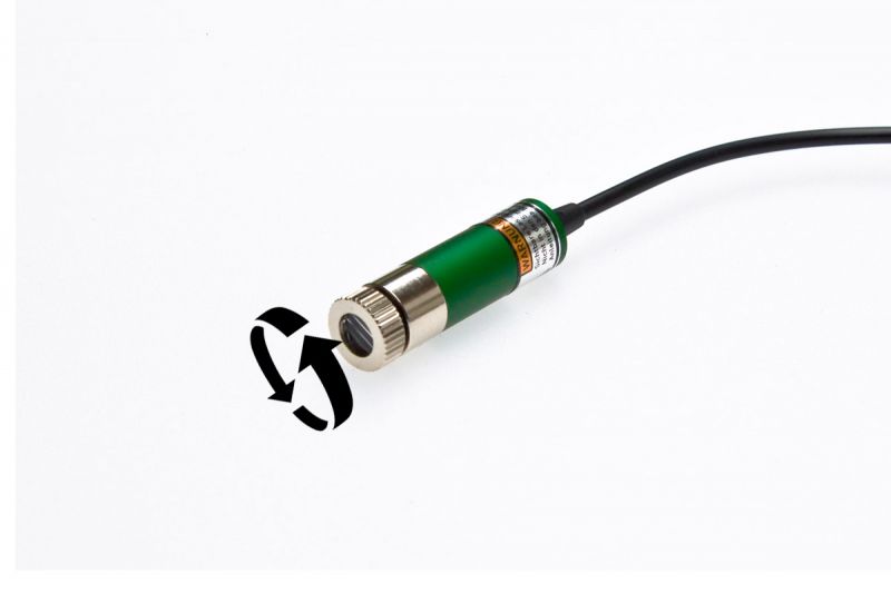 Positioning laser module 10mW GREEN "cross hair", insulated, adjustable focus