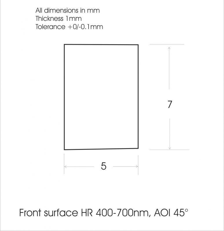 Galvo mirror 5 x 7 x 1 mm dielectric broadband 400-700nm