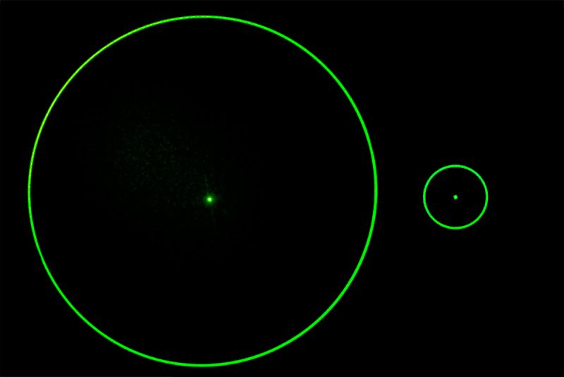 Positioning laser module 25 mW GREEN " circle", insulated, adjustable focus