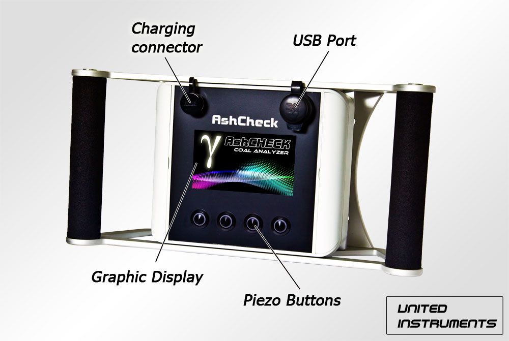 AshCheck Coal ash content analyzer measuring probe for mobile realtime energy analysis in raw coal