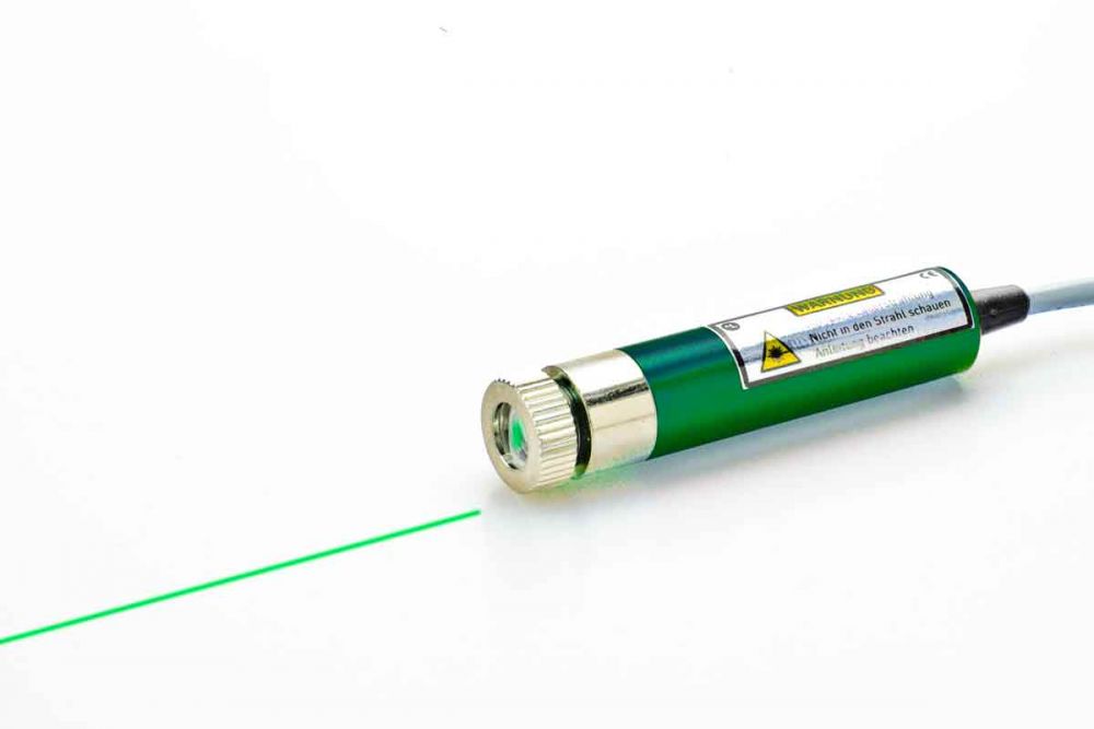 Line laser module 40 mW GREEN, 12 - 30 VDC, adjustable focus, insulated